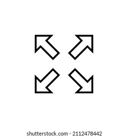 Fullscreen Icon. Expand to full screen sign and symbol. Arrows symbol