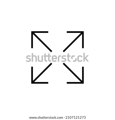 Fullscreen Icon. Expand to full screen sign and symbol. Arrows symbol