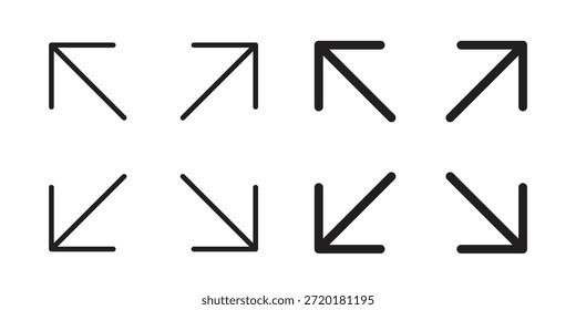Icono de pantalla completa en diseño de línea. Sencillo Vector de iconos