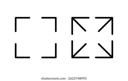 Fullscreen Icon logo design. Expand to full screen sign and symbol. Arrows symbol