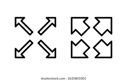 Fullscreen Icon logo design. Expand to full screen sign and symbol. Arrows symbol