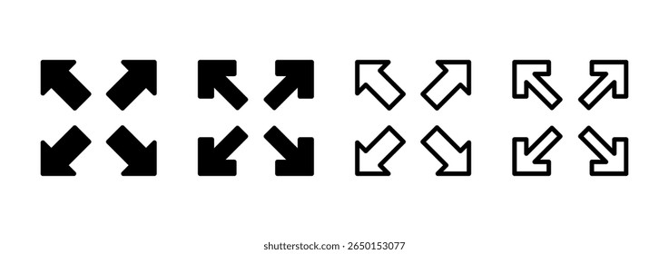 Fullscreen Icon logo design. Expand to full screen sign and symbol. Arrows symbol