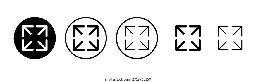 Vollbild Icon Logo Design. Erweitern Sie auf das Vollbildzeichen und -symbol. Pfeilsymbol