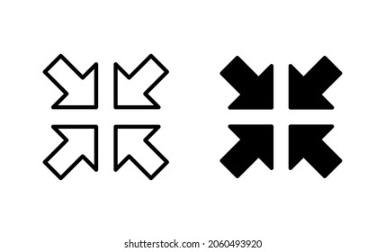 Fullscreen Icon set. Expand to full screen sign and symbol. Arrows symbol