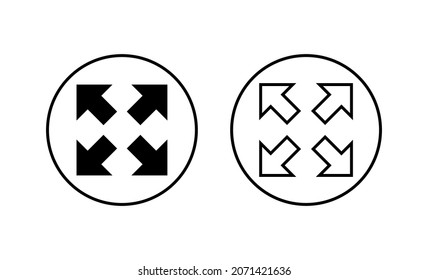 Fullscreen Icon set. Expand to full screen sign and symbol. Arrows symbol