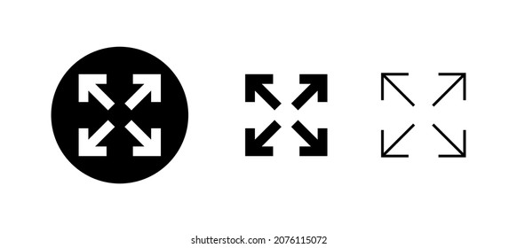 Fullscreen Icon set. Expand to full screen sign and symbol. Arrows symbol