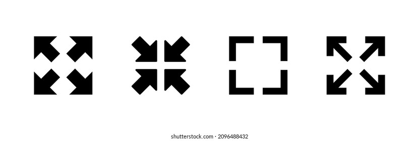 Fullscreen Icon set. Expand to full screen sign and symbol. Arrows symbol