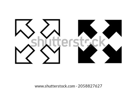 Fullscreen Icon set. Expand to full screen sign and symbol. Arrows symbol