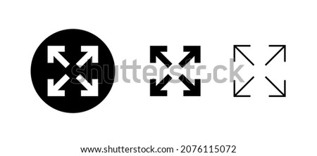 Fullscreen Icon set. Expand to full screen sign and symbol. Arrows symbol