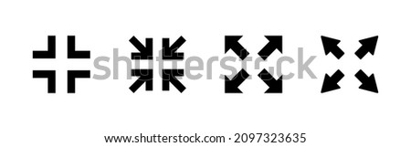 Fullscreen Icon set. Expand to full screen sign and symbol. Arrows symbol