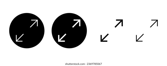 Fullscreen Icon set illustration. Expand to full screen sign and symbol. Arrows symbol