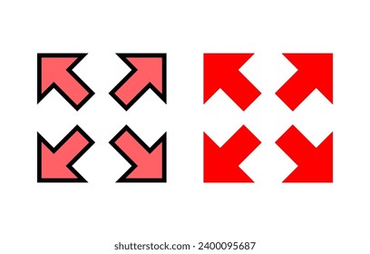 Fullscreen Icon set illustration. Expand to full screen sign and symbol. Arrows symbol