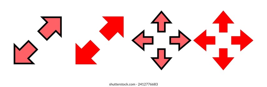 Icono de pantalla completa. Expandir a símbolo y signo de pantalla completa. Símbolo de flechas