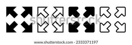 Fullscreen Icon set illustration. Expand to full screen sign and symbol. Arrows symbol