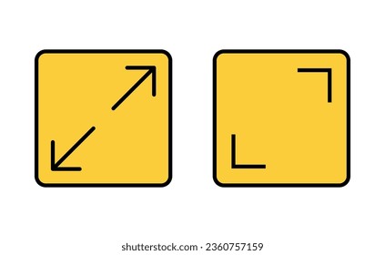 Fullscreen Icon set for web and mobile app. Expand to full screen sign and symbol. Arrows symbol