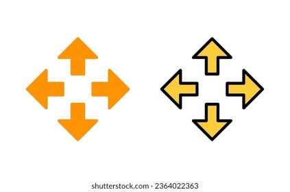 Fullscreen Icon set for web and mobile app. Expand to full screen sign and symbol. Arrows symbol