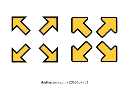 Fullscreen Icon set for web and mobile app. Expand to full screen sign and symbol. Arrows symbol