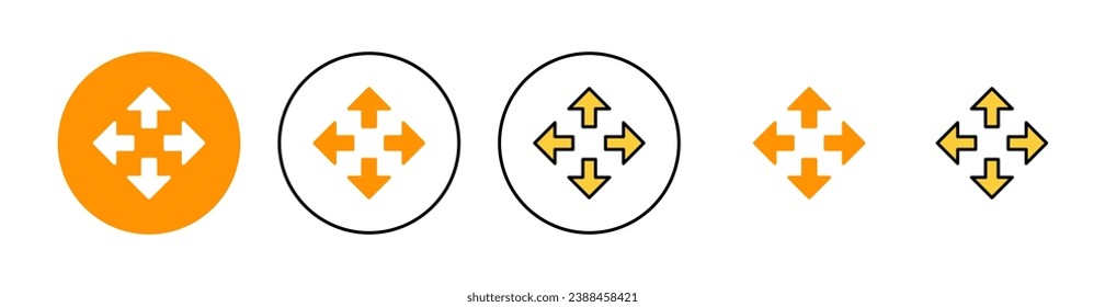 Icono de pantalla completa para la aplicación web y móvil. Expandir a símbolo y signo de pantalla completa. Símbolo de flechas