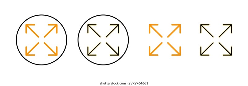 Fullscreen Icon set for web and mobile app. Expand to full screen sign and symbol. Arrows symbol