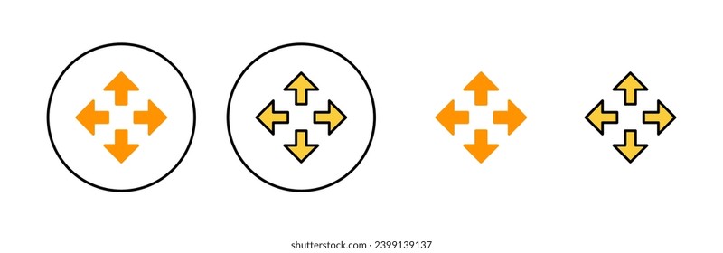 Fullscreen Icon set for web and mobile app. Expand to full screen sign and symbol. Arrows symbol