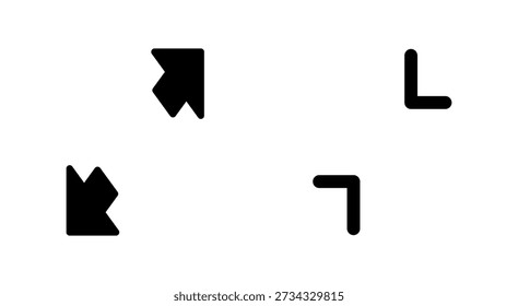 Fullscreen Icon symbol for apps and websites. Expand to full screen sign and symbol. Arrows symbol