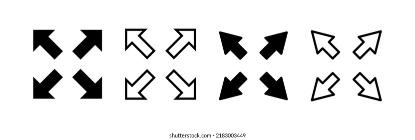 Fullscreen Icon vector. Expand to full screen sign and symbol. Arrows symbol