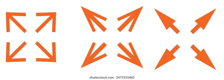  Fullscreen Icon vector. Expand to full screen sign and symbol. Arrows symbol