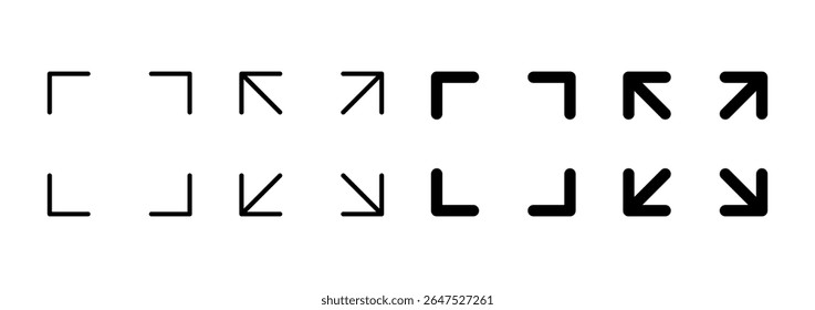 Fullscreen Icon vector. Expand to full screen sign and symbol. Arrows symbol