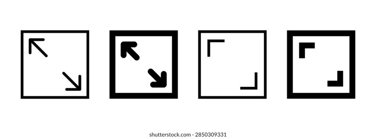 Fullscreen Icon vector. Expand to full screen sign and symbol. Arrows symbol