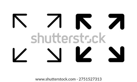 Fullscreen Icon vector. Expand to full screen sign and symbol. Arrows symbol