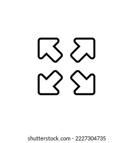 Vollbild-Symbol, Vektorgrafik. Erweitern Sie das Symbol auf Vollbild. Pfeilsymbol