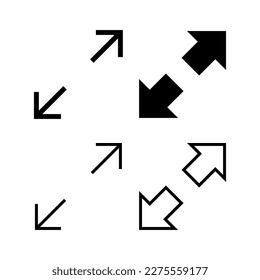 Icono de pantalla completa ilustración vectorial. Expandir a símbolo y signo de pantalla completa. Símbolo de flechas