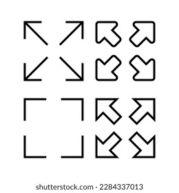 Fullscreen Icon vector illustration. Expand to full screen sign and symbol. Arrows symbol