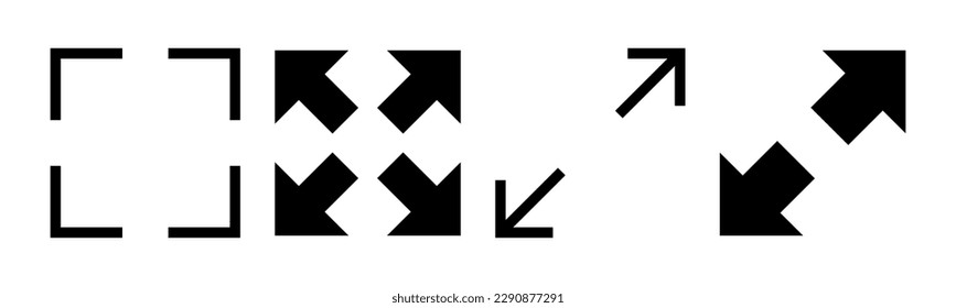 Icono de pantalla completa ilustración vectorial. Expandir a símbolo y signo de pantalla completa. Símbolo de flechas