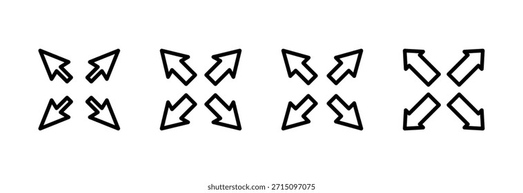 Vollbild-Symbol, Vektorgrafik. Erweitern Sie auf das Vollbildzeichen und -symbol. Pfeilsymbol