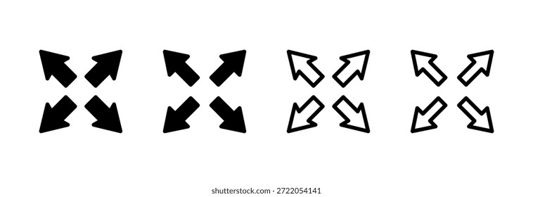 Vollbild-Symbol, Vektorgrafik. Erweitern Sie auf das Vollbildzeichen und -symbol. Pfeilsymbol