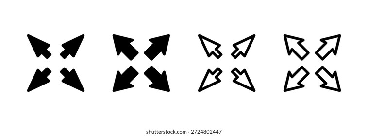 Vollbild-Symbol, Vektorgrafik. Erweitern Sie auf das Vollbildzeichen und -symbol. Pfeilsymbol