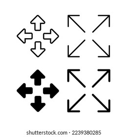 Vollbild-Icon-Vektorgrafik für Web- und Mobile-App. Erweitern Sie das Symbol auf Vollbild. Pfeilsymbol