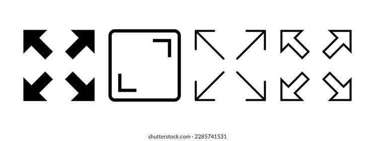 Fullscreen Icon vector for web and mobile app. Expand to full screen sign and symbol. Arrows symbol