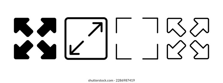 Vollbild-Icon-Vektorgrafik für Web- und Mobile-App. Erweitern Sie das Symbol auf Vollbild. Pfeilsymbol