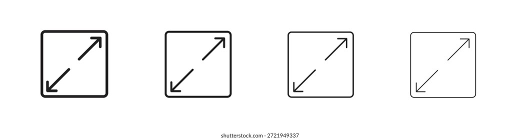 Los iconos de pantalla completa delinean el diseño de Vector negro. Línea con trazo editable.