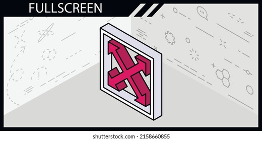 Fullscreen isometric design icon. Vector web illustration. 3d colorful concept