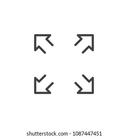 Fullscreen outline icon. linear style sign for mobile concept and web design. Expand simple line vector icon. Symbol, logo illustration. Pixel perfect vector graphics