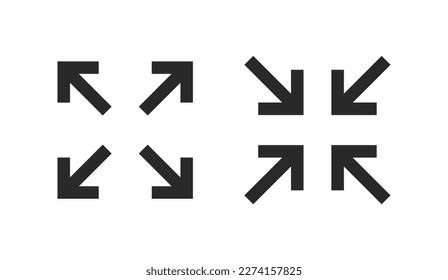 Fullscreen pictogram arrow size icon. Full screen bigger extend video wide web app maximize symbol icon, enlarge
