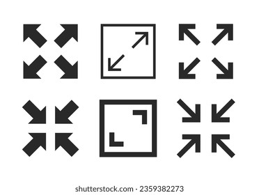 Fullscreen pictogram arrow size icon. Full screen bigger extend video wide web app maximize symbol icon, enlarge