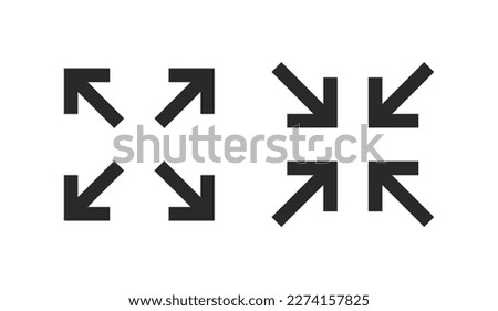 Fullscreen pictogram arrow size icon. Full screen bigger extend video wide web app maximize symbol icon, enlarge