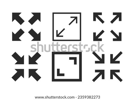 Fullscreen pictogram arrow size icon. Full screen bigger extend video wide web app maximize symbol icon, enlarge