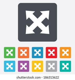 Fullscreen sign icon. Arrows symbol. Icon for App. Rounded squares 11 buttons. Vector