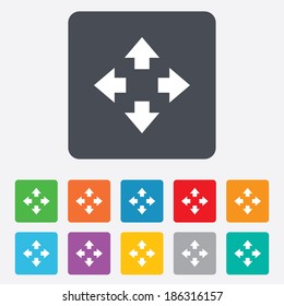Fullscreen sign icon. Arrows symbol. Icon for App. Rounded squares 11 buttons. Vector