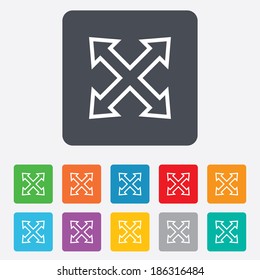 Fullscreen sign icon. Arrows symbol. Icon for App. Rounded squares 11 buttons. Vector